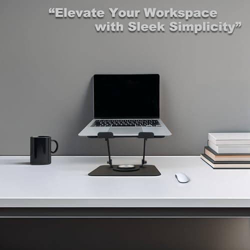 JEROPIC 360° Rotating Laptop & Tablet Stand - Adjustable Height, Heavy-Duty Carbon Steel Holder for Desk, Fits Devices up to 17 Inch, Ergonomic & Durable (Black) 5