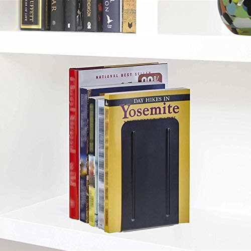 Acrimet Steel Metal Bookends for Shelves, Heavy Duty, for Large Books, 6 7/8" Tall X 4" Wide X 4 1/2" Deep, Black Colored, 1 Pair 6