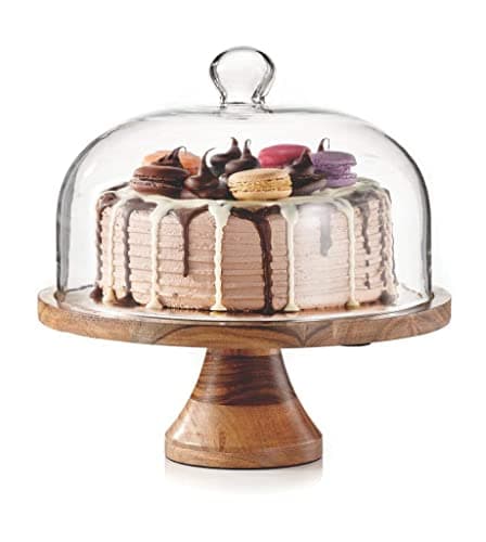 Royalty Art 4-in-1 Cake Stand with Dome, Cheese Board, Covered Platter, and Serving Tray for Pastries, Pies, Appetizers, and Holiday Treats, Decorative Kitchen Server and Display 8