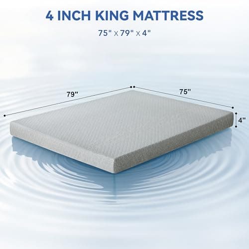 Vipbear King Size 4 Inch Mattress Topper, Cooling Gel Memory Foam with Bamboo Fiber Cover, Extra Firm Spine Support 2