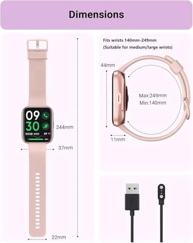 Tensky Smart Watch for Women Android & iPhone, Alexa Built-in, 1.8" Touch Screen Fitness Tracker with Answer/Make Calls, 3ATM Waterproof Heart Rate/Sleep/SpO2 Monitor, Pedometer, 100+ Sport Modes 7
