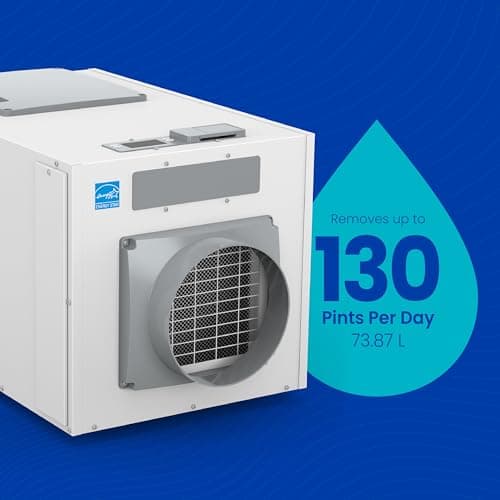 AprilAire E130 Pro 130-Pint Whole-House Dehumidifier + Model 76 Wall Mount Control, Commercial-Grade Whole-Home Dehumidifier for Basement, Crawlspace, or House up to 7,200 sq. ft. 7
