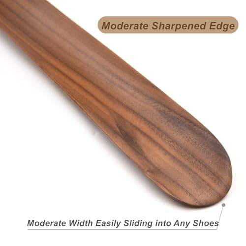 Bamber Wooden Shoe Horn Wood Shoehorn with Handle for Seniors Women Men Kids, 15'' Long, Black Walnut 5