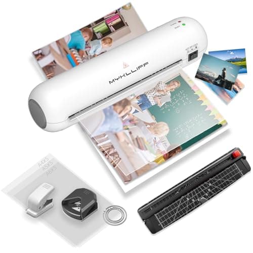 Laminator Machine 9-Inch Portable Thermal Laminater with Hot & Cold Modes, A4 Small Laminating Machine with ABS Jam-Release, 3-Min Warm-Up, 6-in-1 Photo Laminator Kit for Home and Class, White