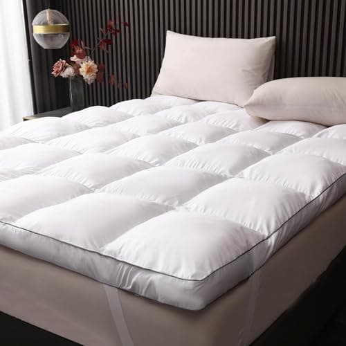 TESIONE 3 Inch Memory Foam Mattress Topper Queen Size, Pillow Top with Soft Fluffy Shredded Memory Foam Filling Mattress Pad, Non-Slip Design, 4 Elastic Straps