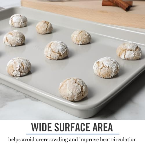 Martha Stewart Gallen 15 x 10 Inch Nonstick Carbon Steel Cookie Sheet – Cool Grey, Durable Bakeware for Even Baking and Easy Cleanup 7