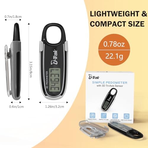 3D Pedometer for Walking with Removable Clip and Carabiner Simple Step Counter for Walking Accurate Clip On Step Tracker for Men Women Kids (Black) 8