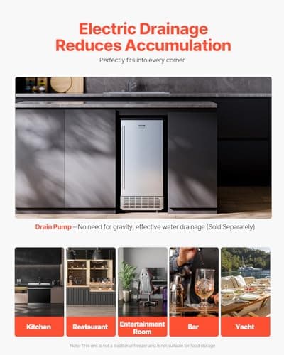 VEVOR Under Counter Ice Maker Machine, 80 Lbs/Day Undercounter Built-in Ice Maker with Reversible Door, Stainless Steel Freestanding Ice Machine for Commercial Home Kitchen 6