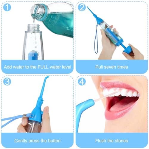 Water Dental Flosser for Teeth Oral Irrigator Water Teeth Cleaner Non Electric Portable Affordable Oral Irrigator Cordless Manual Air Pressure Simple Operation for Home and Travel 5
