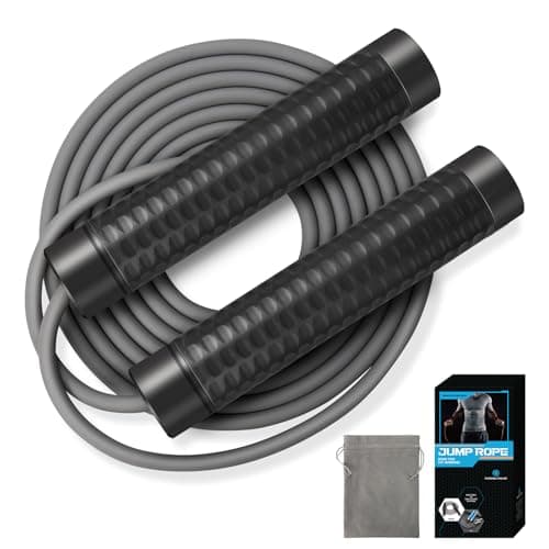 Weighted Jump Rope for Men，Women and kids(1LB), Jump Ropes for Fitness, Speed Skipping Rope, Gym,Indoor/Outdoor - Fitness, Workout, Boxing,crossfit (Black)