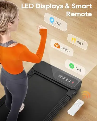 Walking Pad, Under Desk Treadmills with Intelligent Foot-Sensing Variable Speed.330 Lbs Capacity,3 in 1 Portable Treadmill for Home and Office with Remote Control, LED Display 6