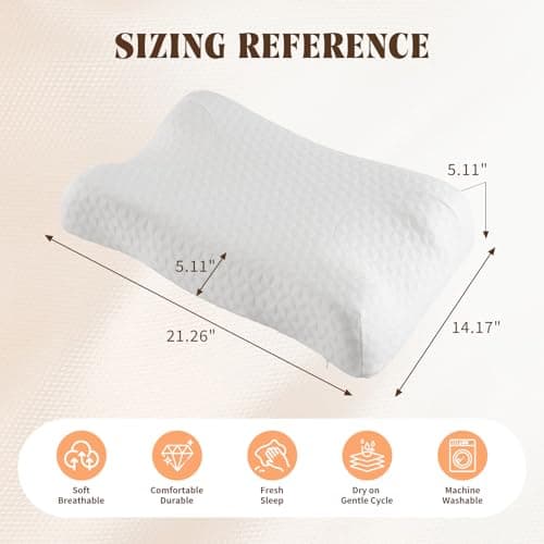 LBRO2M Beauty Pillow for Back and Side Sleeper Anti Wrinkle, Anti Aging Memory Foam Pillows Relief Neck and Shoulder Pain Side Sleep Pillow (White) 6