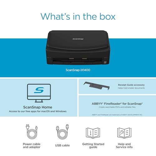 ScanSnap iX1400 High-Speed Simple One-Touch Button Color Document, Photo & Receipt Scanner with Auto Document Feeder for Mac or PC, Black 6
