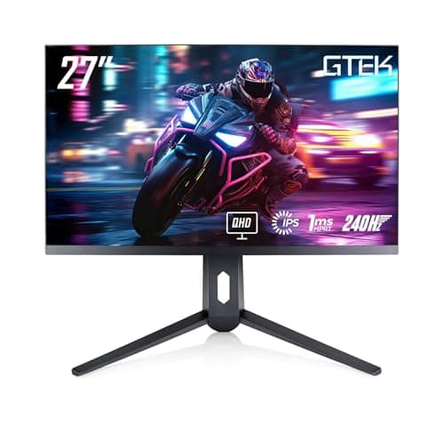 GTek 27 inch 240Hz 2K Gaming Monitor, QHD 2560 x 1440P Computer Monitor, Extreme Low Motion Blur, Fast IPS 1ms MPRT, DisplayPort/HDMI, VESA, Height Adjustable- Q2740P