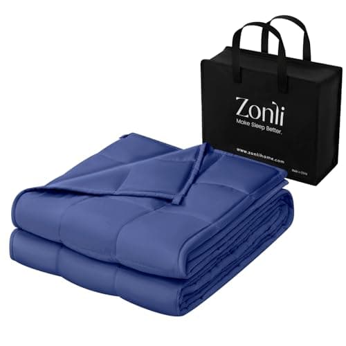 ZonLi Weighted Blanket for Adults (60"x80", 15lbs, Dusk Blue) Queen Size High Breathability Cooling Heavy Blanket, Soft Material with Premium Glass Beads, All-Season, Easy Care