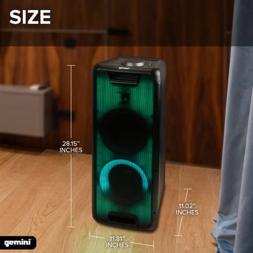Gemini Bluetooth Speaker 1000W with LED Light Show, Dual 8" Woofers, Mic & Guitar Inputs, TWS Pairing, USB/FM/Bluetooth Playback, 16 Hr Battery, Remote Control – Perfect for Parties & Events (GLS-880) 8