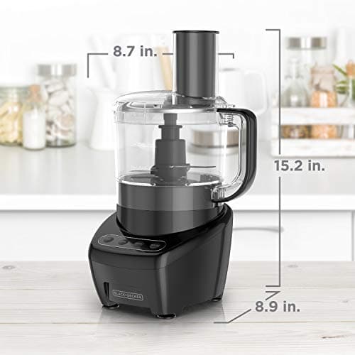 BLACK+DECKER 3-in-1 Easy Assembly 8-Cup Food Processor, Stainless Steel S-Blade, Easy-Clean, Touchpad Controls Black 9