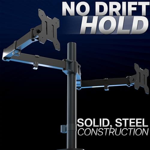 VIVO Dual Ultrawide Monitor Desk Mount, Heavy Duty Fully Adjustable Steel Stand, Holds 2 Computer Screens up to 38 inches and Max 10kg Each, Black, STAND-V038 8