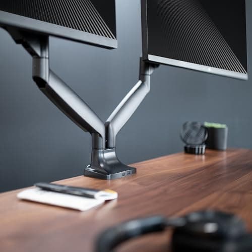 VIVO Premium Aluminum Heavy Duty Dual Monitor Arm for Ultrawide Monitors up to 40 inches and 24 lbs Each, Desk Mount Stand, Pneumatic Height, Max VESA 100x100, Black, STAND-V202Q 8