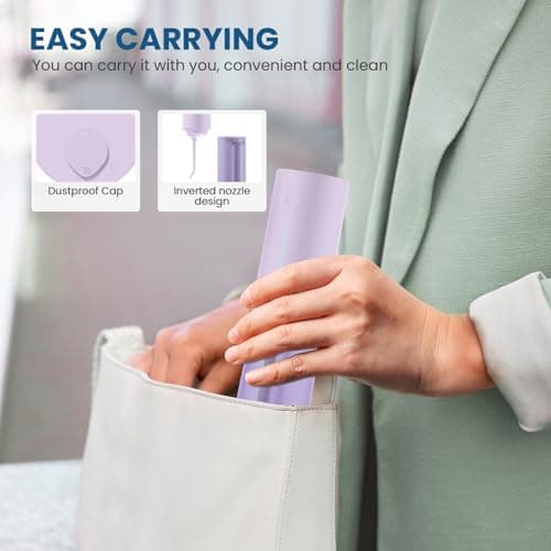 Cordless Water Flosser for Travel,Water Dental Flosser Pick for Teeth, IPX7 Waterproof Electric Water Dental Flosser, 3 Modes 4 Replaceable Jet Tips, Rechargeable Oral Irrigator (Purple) 7