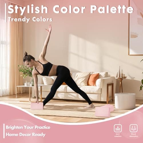 High-Density EVA Yoga Block – Hard & Thick (250g) Block for Yoga, Pilates, Dance Workout – Non-Slip Exercise Brick for Beginners, 9x6x4 Inches (Pink, 9inx6inx4in) 7