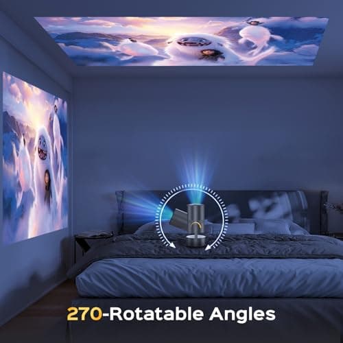 Mini Projector with Wifi and Bluetooth, Rechargeable Projector whit Auto Keystone, 4K Decoding 1080P Outdoor Portable Projector Smart Projector, Iron Grey 5