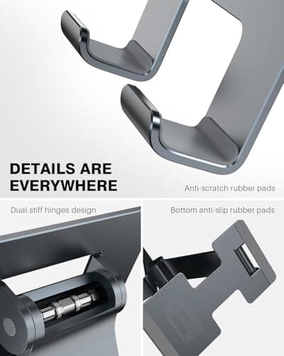 Anozer Tablet Stand,Adjustable Tablet Holder for Desk,Foldable for iPad Stand Dock Holder for iPad Air 5/4/Mini 6/Mini 5/10.2/Pro 12.9/Pro 11,Portable Monitor,Surface (4-13 inch)-Grey 6