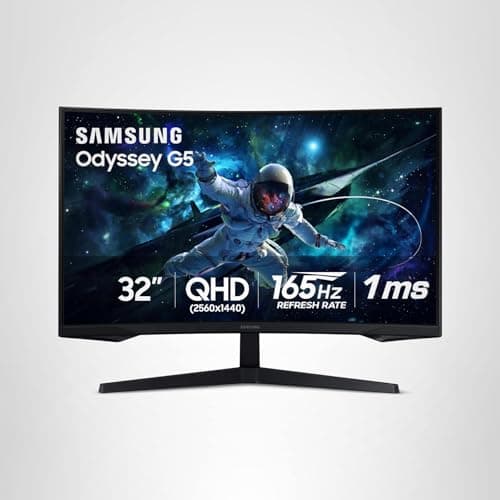 SAMSUNG 32" Odyssey G55C Series QHD 1000R Curved Gaming Monitor, 1ms(MPRT), HDR10, 165Hz, AMD Radeon FreeSync, Eye Care, Glare Free, Sharp Resolution LS32CG550ENXZA 13