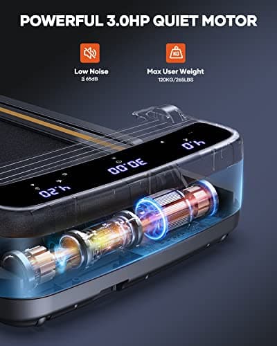 HomeTro 3.0HP Foldable Compact Treadmill,2 in 1 Walking Pad & Jogging Machine for Home/Office,Dual LED Touch Screens Folding Under Desk Motorized Treadmills 265lbs, App& Remote Control,Assembly-Free 5