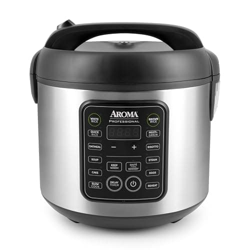 AROMA Professional Digital Rice Cooker, 10-Cup (Uncooked) / 20-Cup (Cooked), Multicooker, Slow Cooker, Steamer, Oatmeal Cooker, Egg Cooker, STS, 5 Qt, Black, ARC-5200SB