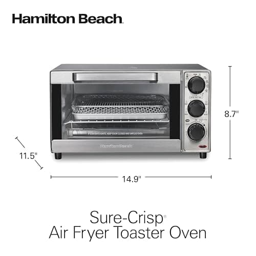 Hamilton Beach Sure-Crisp Air Fryer Toaster Oven Combo, Fits 9” Pizza, 4 Slice Capacity, Powerful Circulation, Auto Shutoff, Stainless Steel (31403) 8