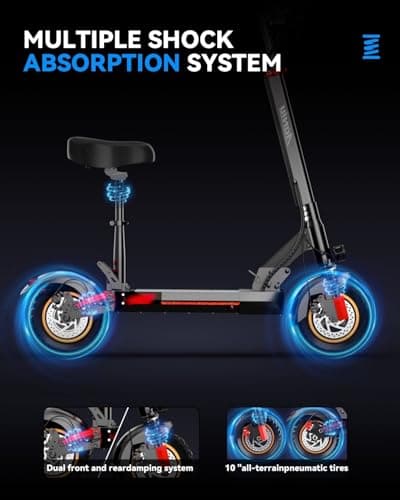 AONIU M4 Electric Scooter for Adults with seat 25-30 mph Fast Speed Heavy Duty 300+ lbs 10 inch Off Road Foldable e Scooter Mobility e Scooters for Girls Men Teens 31-37 Miles Long Range Bike 10
