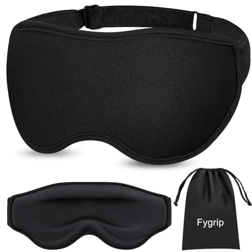 Fygrip 3D Eye Mask Sleep Mask for Men & Women, 100% Pressure-Free & Light Block-Out Eye Mask for Sleep with Easy Adjustable Strap, Night Eye Cover for Travel, Black