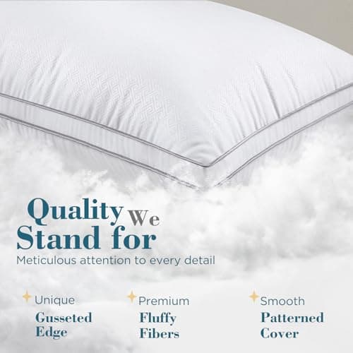 viewstar Pillows Queen Size Set of 2, Hotel Quality, Down Alternative Gusseted Bed Pillows for Side, Back, or Stomach Sleepers, White 5
