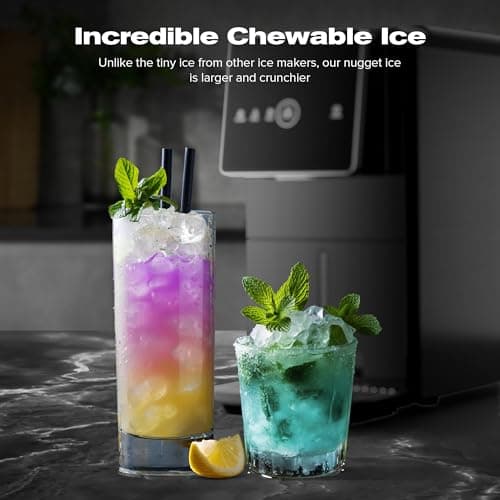 Kismile Countertop Nugget Ice Maker, 33LBS/24H, Soft Chewable Ice, One-Click, One-Touch Automatic Ice Dispensing, Self-Cleaning, 1.8L Removable Water Tank, Ideal for Home/Kitchen/Bar/Office 5