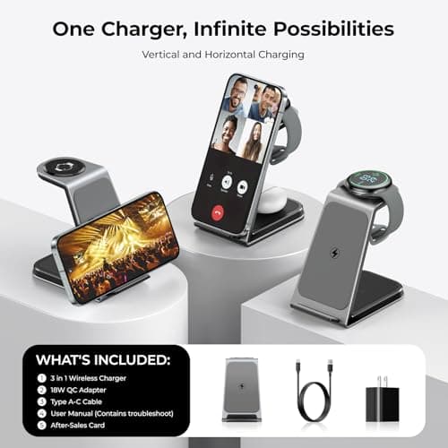 Wireless Charger Designed for Pixel Watch 3/2 (Not for Pixel Watch 1), 3 in 1 Aluminum Alloy Pixel Charger Stand for Pixel 9 Pro XL/9/Fold/9a/8/8a/7/7a/6, Pixel Buds Pro/Pro 2 (with Adapter) 6