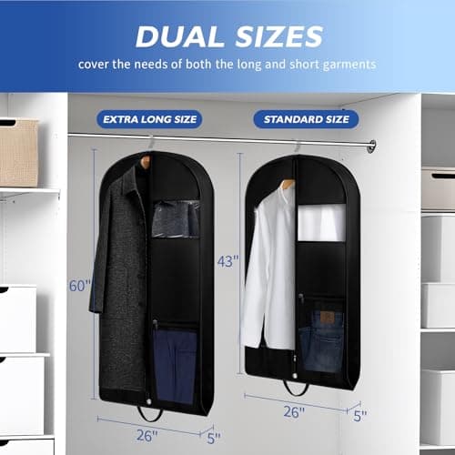 HOTOR Heavy-Duty Travel Garment Bag - 43" Foldable & Dust-Proof Suit Bag for Hanging Clothes, Gowns, Coats, Shirts and Dresses 6