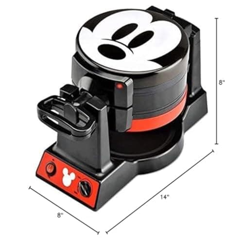 Disney Mickey Mouse MIC-62 Double Flip Waffle Maker by Select Brands - Nonstick Mini Waffle Iron with Rotating Design - Makes 6 Mickey Waffles - Variable Shade Control 5
