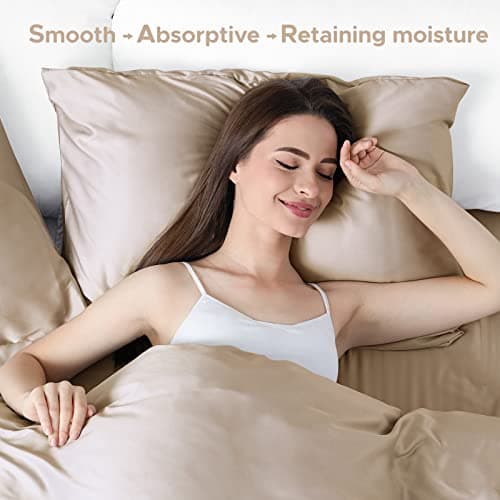 100% Pure Mulberry Silk Pillowcase for Hair and Skin - Allergen Resistant Dual Sides,600 Thread Count Silk Bed Pillow Cases with Hidden Zipper,2pc,Standard Size,Taupe 5