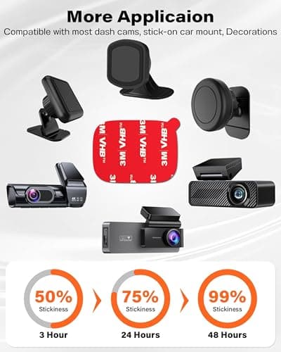 APPS2Car 8 Pcs 3M VHB Double Sided Adhesive Pads, 1.48" x 2.04" Square Dashboard Sticky Tape for Magnetic Car Mount, Strong Adhesive Pads Replacement, Double Sided Mounting Tape for Car Dashboard 6