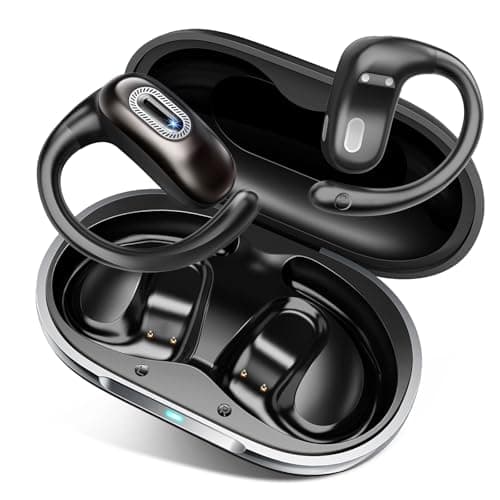 Open Ear Headphones, Bluetooth 5.4 Wireless Earbuds, 50H, Air Conduction Ear buds, HD Stereo Bass Over Ear Earphones with Earhooks, Ultra-Comfort Secure Fit, IPX7 Waterproof Headset for Working Sports