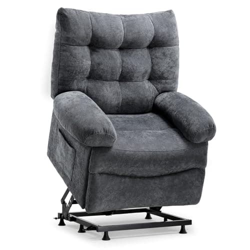 COMHOMA Power Lift Chair,Oversized Recliner Chair for Big Men and Elderly,Lift Reclining Chair with Side Pockets,Fabric Reclining Sofa Chair for Living Room,Bedroom (Grey)