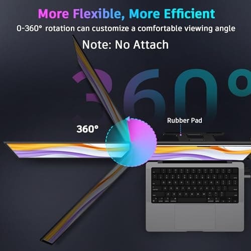QQH Laptop Screen Extender, 15.6" Triple Portable Monitor with Ultra-Slim FHD IPS Display, One Cable USB-C Monitor Extender Compatible with MacOS, Windows, Android for 12-16" Laptop (Driver Need) 7