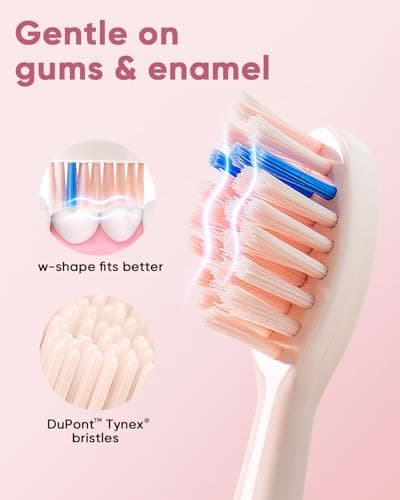 MySmile DY156 Electric Toothbrush for Adults, Rechargeable Sonic Battery Toothbrush Portable with 3 Brush Heads, 2 Mins 5 Modes Smart Timer, 45000VPM, One Charge for 60 Days - Pink 7