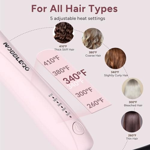 Rotating Curling Iron, NOBBLEQG Global Voltage Automatic Curling Iron with Clamp, 5 Heat Settings 360° Rotatable Power Cord, Automatic Reset Function Hair Curler Automatic Rotating (1.26 Inch) 6