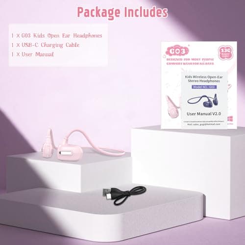 BANIGIPA Kids Headphones, Open Ear Headphones Comfortable for Teens Child Boys Girls, Wireless Bluetooth 5.4 Headset w/Mic for School/Tablet/Travel, 13g Ultra-Light, Protect Hearing, 10H Playtime 9