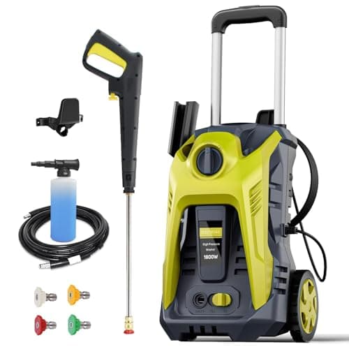 Electric Pressure Washer 4800PSI-Max 2.9GPM Pressure Washer with 25 FT Hose, 4 Quick Connect Nozzle,16.9 Oz Soap Tank Orange Cleaning for Pool, Patio, Car Yellow12