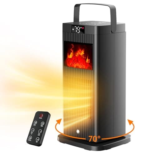 BJOP 2026 New Space Heater, ETL & UL Portable Space Heaters with Fireplace Flame Effect 1500W Oscillating Electric PTC Ceramic ECO Mode Temp Control Heater for Indoor Use,Bedroom,Office,Desk,Garage
