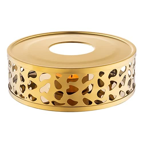 Simtive Teapot Warmer, Brushed Stainless Steel Tea Warmer with Tealight Holder, Gold 5