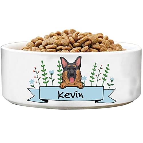 Personalized Dog Bowl with Name and Breed Design, Custom Ceramic Cat Bowls Icons, Dish for Dry or Wet Food Water, Available in 2 Sizes - 27.1 oz 41.1 Small Large White XL 7